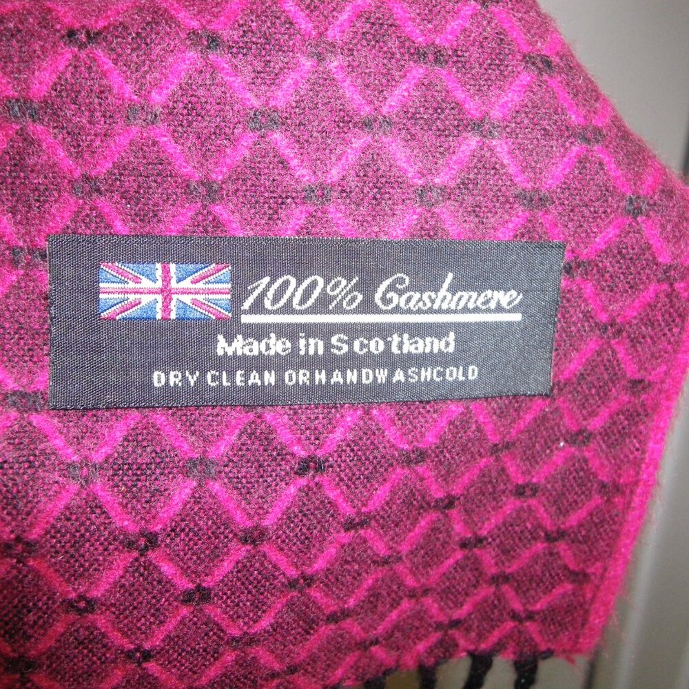 Men’s / Women’s Unisex 100% Cashmere Diamond Geometric Pattern Scarf Scotland - Picture 3 of 4